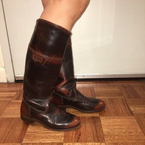 FRYE Distressed 17" Brown Leather Riding Boots 8